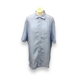 Mens Blue Saks Fifth Avenue XXL Linen Button-Up Shirt